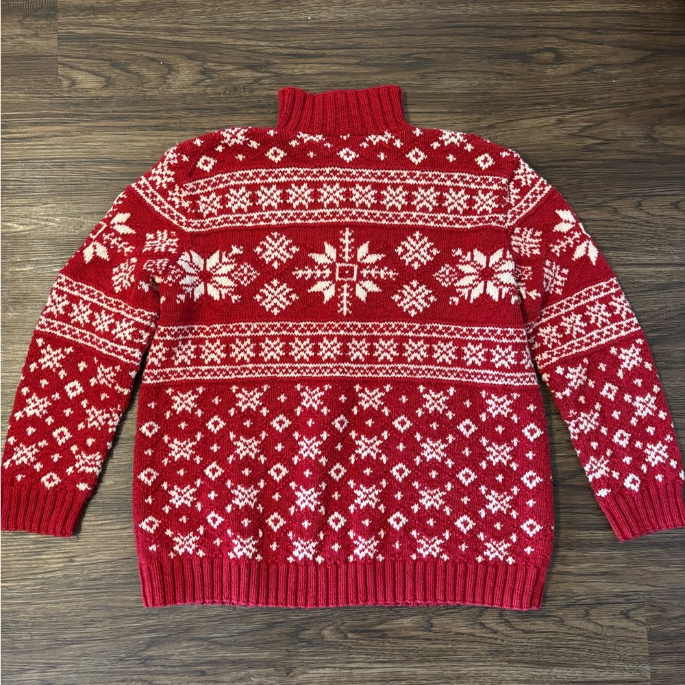 Vintage Ralph Lauren Hand-Knit Red and White Snowflake Sweater Cotton XL - Picture 5 of 9